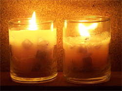 Votive candles made from scraps of old candles