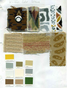Fabric and paint swatches for my kitchen