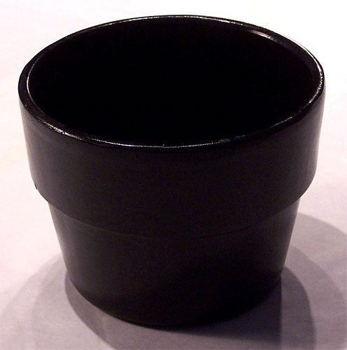 Terra cotta pot painted with black enamel
