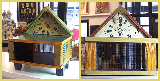 Pollinator houses made with distressed wood